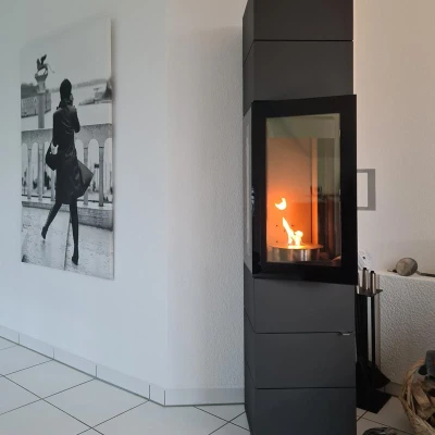 2,5L Automatic, round bioethanol burner in steel. Round stainless steel bioethanol burner