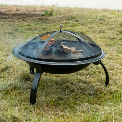 Fire pit with grate and mesh