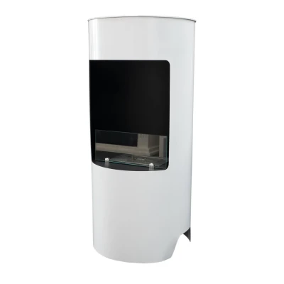 Montgomery White open free-standing bioethanol fireplace in wood stove design Montgomery White open free-standing bioethanol fireplace in wood stove design
