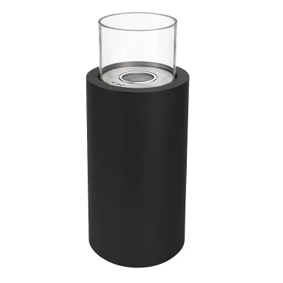 Dualis - Black - Outdoor Bioethanol Fireplace | Buy here ScandiFlames Dualis bioethanol fireplace with a black fireplace body and a cylindrical safety glass