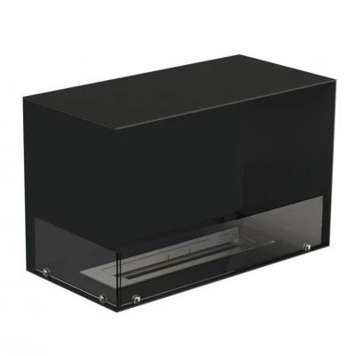 Foco Corner Left 800- Left sided corner bioethanol fireplace Foco Corner Left 800 - Modern left-sided corner bioethanol fireplace with sleek black design and tempered glass.