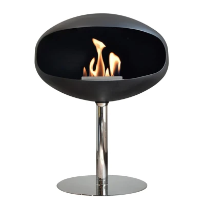 Black Cocoon free-standing fire Cocoon Pedestal bio fireplace in black