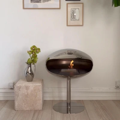 Steel Cocoon free-standing fire Cocoon Pedestal bio fire in steel