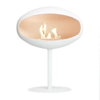 Cocoon Fires Pedestal Free-standing Bioethanol Fireplace in White - 2024 New Arrival Cocoon Fires Pedestal Free-standing Bioethanol Fireplace in White