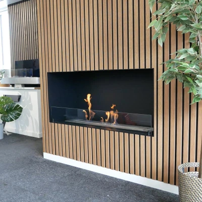 Foco One 1200 - Built-in bioethanol fireplace insert with a sleek black frame