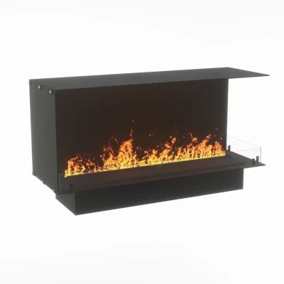 Foco Corner Right 1200 hybrid fireplace for built-in installation