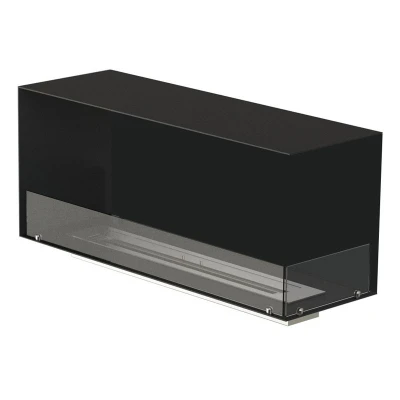 Foco Corner Right 1200 - Corner Bioethanol Fireplace Insert Foco Corner Right 1200 - Modern right-sided corner bioethanol fireplace with sleek black frame and tempered glass
