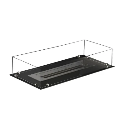 Foco Free 800 - The perfect DIY bio fireplace Foco Four 800 built-in bioethanol fireplace with black steel frame, tempered glass panels, and a vibrant flame display