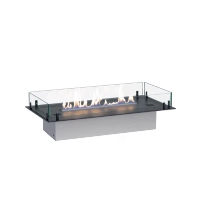 Foco Free 800 - The perfect DIY bio fireplace Foco Four 800 built-in bioethanol fireplace with black steel frame, tempered glass panels, and a vibrant flame display
