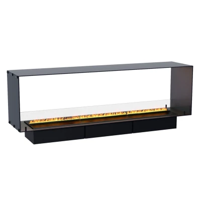 Foco Myst Two 1800 - See-through hybrid fireplace with water vapor flame effect