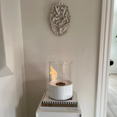 White Tabletop Bioethanol Fireplace Tabletop Bioethanol Fireplace in White