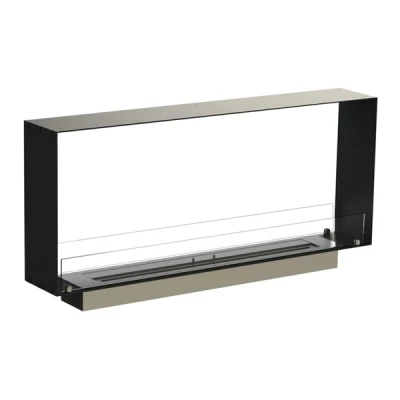 Foco Two 1200 Slim – modern built-in tunnel bioethanol fireplace with tempered glass panels