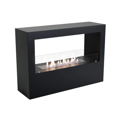 Bio ethanol fireplace in black freestanding ScandiFlames Lansing L - Black Bioethanol Fireplace