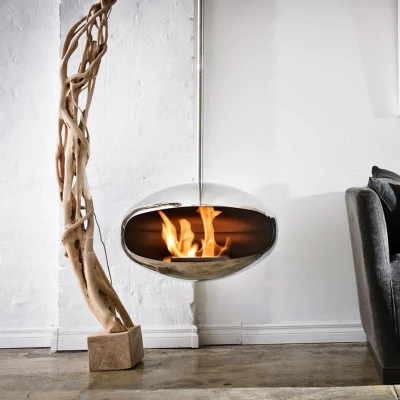 Aeris in polished steel  Cocoon Fires Aeris in steel