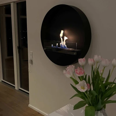 Round wall mounted bio fireplace 