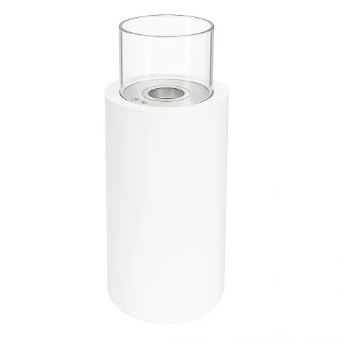 Dualis - White - Outdoor Bioethanol Fireplace | Buy here ScandiFlames Dualis bioethanol fireplace with a white fireplace body and a cylindrical safety glass