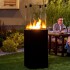 Outdoor black gas fireplace