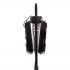 Black electric patio heater mounted on a parasol