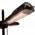 Black electric patio heater mounted on a parasol
