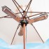 Black electric patio heater mounted on a parasol