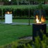 Outdoor black gas fireplace